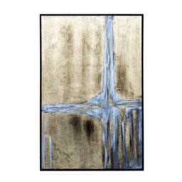 Modish Furnishing Framed Gold Canvas with a Cool Grey Contrast in Black Frame - thumbnail 3
