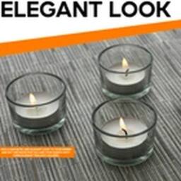 EONLION Set of 12 Modern Clear Glass Circle Tea Light & Pillar Candle Holders - thumbnail 3