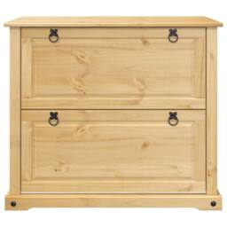Berkfield Home Shoe Cabinet Corona 99x32x85 cm Solid Wood Pine in Light Brown - Size: 99 x 32 x 85 cm - thumbnail 4