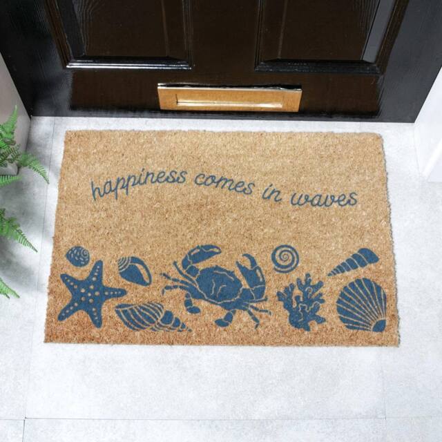 Artsy Mats Happiness Comes In Waves Doormat (60 x 40cm) in Brown - Size: 40 cm x 60 cm - image 1