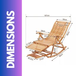 Pirlo Plush Bamboo Indoor Outdoor Foldable Rocking Chair in Brown - thumbnail 6