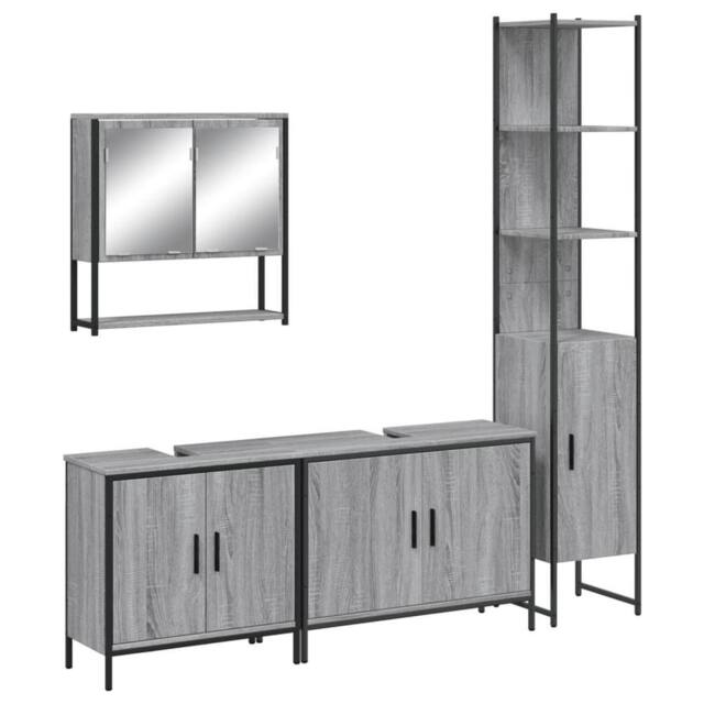 Berkfield Home 4 Piece Bathroom Furniture Set Grey Sonoma Engineered Wood - image 1