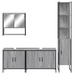 Berkfield Home 4 Piece Bathroom Furniture Set Grey Sonoma Engineered Wood - thumbnail 6