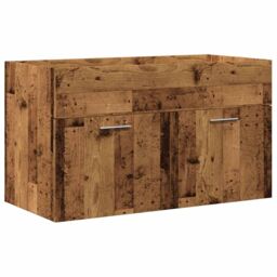 Berkfield Home 2 Piece Bathroom Furniture Set Old Wood Engineered Wood in Brown - thumbnail 6