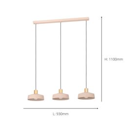 Eglo Valdiola Sandy Pink 3-Light Pendant in Beige - thumbnail 3