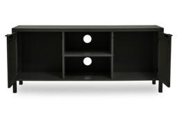 Orsina Contemporary Black Wood Media Unit, Durable MDF Constructed Modern TV Cabinet, Functional Media Unit - thumbnail 2