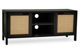 Orsina Contemporary Black Wood Media Unit, Durable MDF Constructed Modern TV Cabinet, Functional Media Unit - thumbnail 3