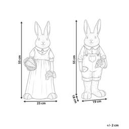 Wyld and Coco Set of 2 Multicolour Rabbit Garden Figurines - thumbnail 4