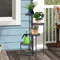 EONLION 4 Tier Metal Plant Stand in Black - Size: 100 cm - thumbnail 5