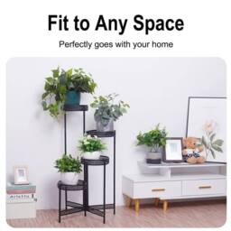 EONLION 4 Tier Metal Plant Stand in Black - Size: 100 cm - thumbnail 4