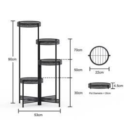 EONLION 4 Tier Metal Plant Stand in Black - Size: 100 cm - thumbnail 2