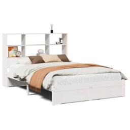 Berkfield Home Decorative Bookcase Bed without Mattress White 160x200cm Solid Wo - Size: 160x200 cm - thumbnail 3