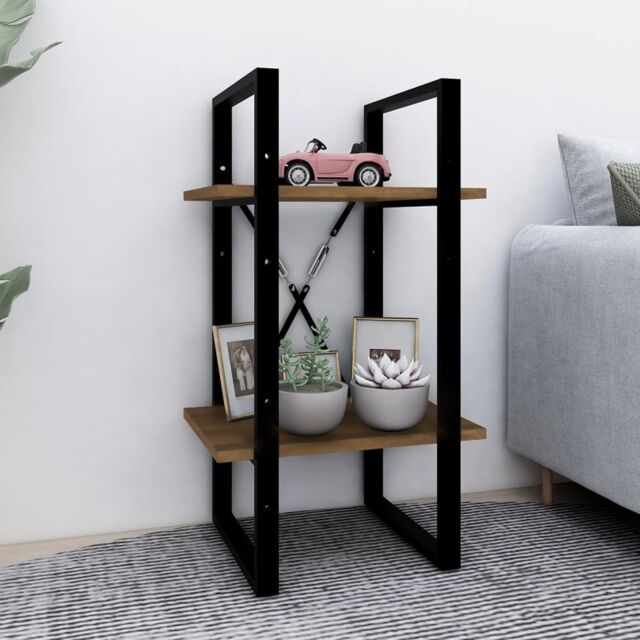 Berkfield Home 2-Tier Book Cabinet Brown Oak 40x30x70 cm Engineered Wood - Size: 40 x 30 x 70 cm