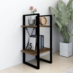 Berkfield Home 2-Tier Book Cabinet Brown Oak 40x30x70 cm Engineered Wood - Size: 40 x 30 x 70 cm - thumbnail 3