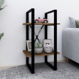 Berkfield Home 2-Tier Book Cabinet Brown Oak 40x30x70 cm Engineered Wood - Size: 40 x 30 x 70 cm - thumbnail 1