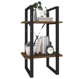 Berkfield Home 2-Tier Book Cabinet Brown Oak 40x30x70 cm Engineered Wood - Size: 40 x 30 x 70 cm - thumbnail 4