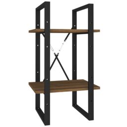 Berkfield Home 2-Tier Book Cabinet Brown Oak 40x30x70 cm Engineered Wood - Size: 40 x 30 x 70 cm - thumbnail 2