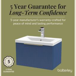 Balterley Fluted Front Wall Hung 1 Drawer Vanity Basin Unit, Satin Blue, 600mm in Blue - thumbnail 6