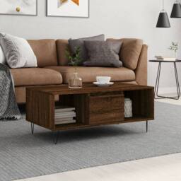 Berkfield Home Modern Coffee Table Brown Oak 90x50x36.5 cm Engineered Wood - thumbnail 2