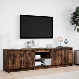 Berkfield Home TV Cabinet with LED Smoked Oak 180x34x50 cm Engineered Wood in Brown - Size: 180 x 34 x 50 cm - thumbnail 4