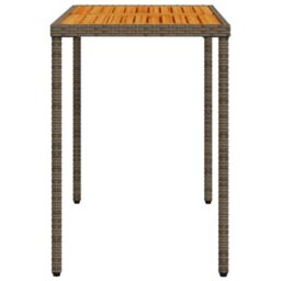 Berkfield Home Garden Table with Acacia Wood Top Grey 115x54x74 cm Poly Rattan - Size: 115 x 54 x 74 cm - thumbnail 5