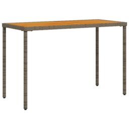 Berkfield Home Garden Table with Acacia Wood Top Grey 115x54x74 cm Poly Rattan - Size: 115 x 54 x 74 cm - thumbnail 2