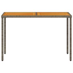 Berkfield Home Garden Table with Acacia Wood Top Grey 115x54x74 cm Poly Rattan - Size: 115 x 54 x 74 cm - thumbnail 4