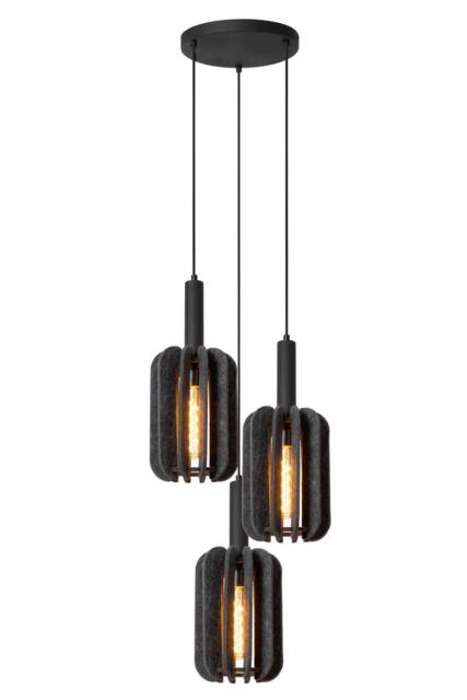 Netlighting Lucide RAFAL Pendant light 50 cm 3xE27 Grey - image 1