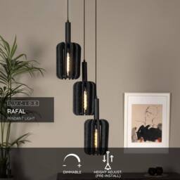 Netlighting Lucide RAFAL Pendant light 50 cm 3xE27 Grey - thumbnail 2