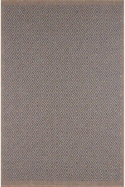 THE RUGS Jute-Looking Greek Key Outdoor Indoor Rug Blue Garden Nature 5100B - Size: 80 cm x 150 cm - image 1