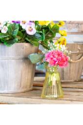 KDMD Yellow Pyramid Glass Bottle Vase 10cm 10 Pack