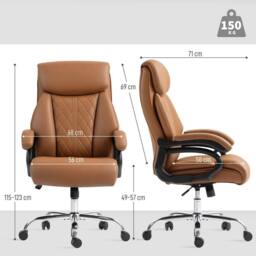EONLION Light Brown Office Chair with Spring Padding - Size: 100 cm - thumbnail 2