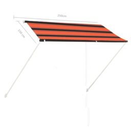 Berkfield Home Retractable Awning 250x150 cm Orange & Brown - thumbnail 6