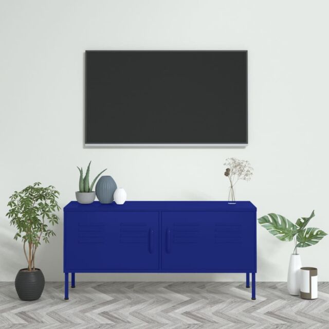 Berkfield Home TV Cabinet Navy Blue 105x35x50 cm Steel - Size: 105 x 35 x 50 cm - image 1