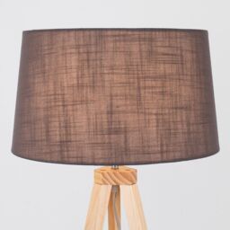 ValueLights Barbro Light Wood Tripod Floor Lamp with Linen Tapered Shade in Grey - thumbnail 4