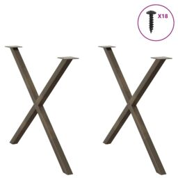 Berkfield Home Dining Table Legs X-Shaped 2 pcs Natural Steel 90x(72-73) cm Steel in Brown - thumbnail 3