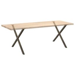 Berkfield Home Dining Table Legs X-Shaped 2 pcs Natural Steel 90x(72-73) cm Steel in Brown - thumbnail 8