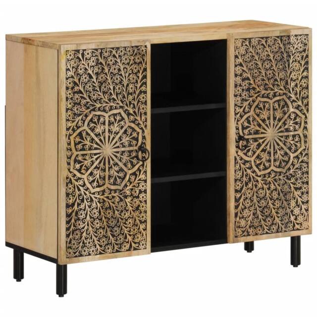Berkfield Home Side Cabinet 90x33x75 cm Solid Wood Mango in Brown - Size: 90 x 33 x 75 cm - image 1