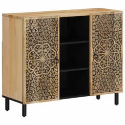 Berkfield Home Side Cabinet 90x33x75 cm Solid Wood Mango in Brown - Size: 90 x 33 x 75 cm - thumbnail 1