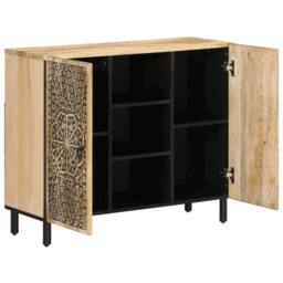 Berkfield Home Side Cabinet 90x33x75 cm Solid Wood Mango in Brown - Size: 90 x 33 x 75 cm - thumbnail 2