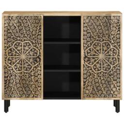 Berkfield Home Side Cabinet 90x33x75 cm Solid Wood Mango in Brown - Size: 90 x 33 x 75 cm - thumbnail 3