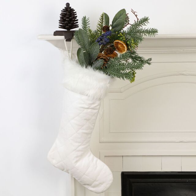 Dibor Set of 2 Faux Fur Cuff White Quilted Xmas Decoration Christmas Gift Bag - Size: 2 Pack - image 1