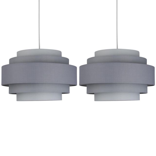 First Choice Lighting Pair of Grey Ombre 5 Tier Light Shades - image 1