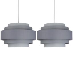 First Choice Lighting Pair of Grey Ombre 5 Tier Light Shades - thumbnail 1