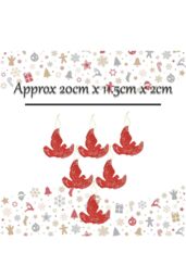 VFM e-Store Christmas Tree Decoration Hanging Glitter Dove X 6 20x11. 5x2cm Red - Size: 5x2 cm - thumbnail 2