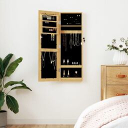 Berkfield Home Mirror Jewellery Cabinet Wall Mounted 30x8.5x90 cm in Brown