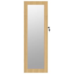 Berkfield Home Mirror Jewellery Cabinet Wall Mounted 30x8.5x90 cm in Brown - thumbnail 4