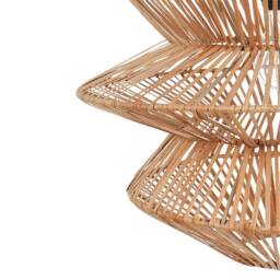 Wyld and Coco Handmade Pendant Lamp Natural Rattan Shade Black Iron Base Boho Rustic - thumbnail 6