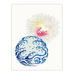 Artery8 Shin Bijutsukai Framed Wall Art Print Nature Chrysanthemum Waves in White - Size: A4 - thumbnail 3