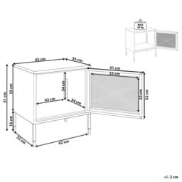 Wyld and Coco Dark Red Steel Bedside Table with Mesh Door - thumbnail 4